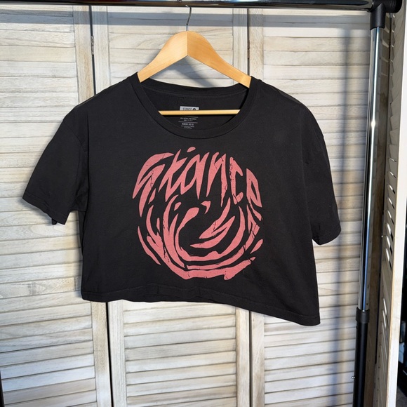 Stance Circle the Drain Black and Pink Graphic Crop Top - Picture 2 of 4
